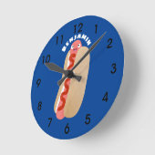 Niedlicher Hot Dog Weiner Cartoon Runde Wanduhr (Winkel)