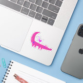 Niedlicher Hot-Pink-Alligator und Seagull-Notebook Aufkleber (Laptop mit iPhone)