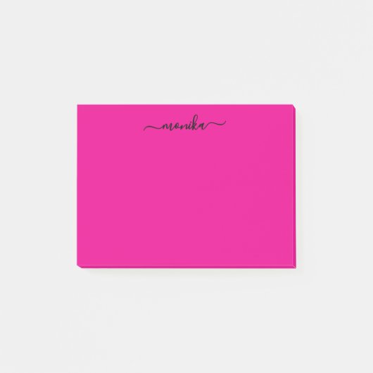 Niedlicher Hot Pink-Individuelle Name Post-it Klebezettel (Vorderseite)
