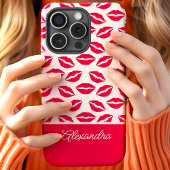 Niedlicher Hot Pink Lipstick Küsst Skriptname Case-Mate iPhone Hülle
