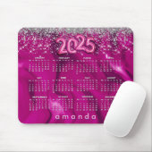 Niedlicher Hot-Pink-Silber-Glitzer 2025 Mousepad (Mit Mouse)