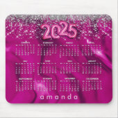 Niedlicher Hot-Pink-Silber-Glitzer 2025 Mousepad (Vorne)