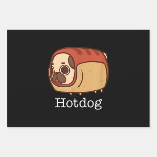 Niedlicher Hotdog Lieblicher Mops Hund Lover Geschenkpapier Set
