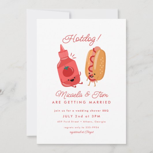 Niedlicher Hotdog Picnic Red GRILLEN Paare Brautpa Einladung (Vorderseite)