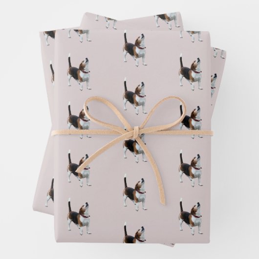 Niedlicher Howling-Beagle   Geschenkpapier Set (Beispiel)
