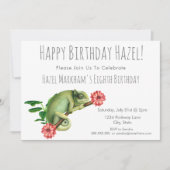 Niedlicher Hübscher Chameleon Floral 8. Kindergebu Einladung (Vorderseite)