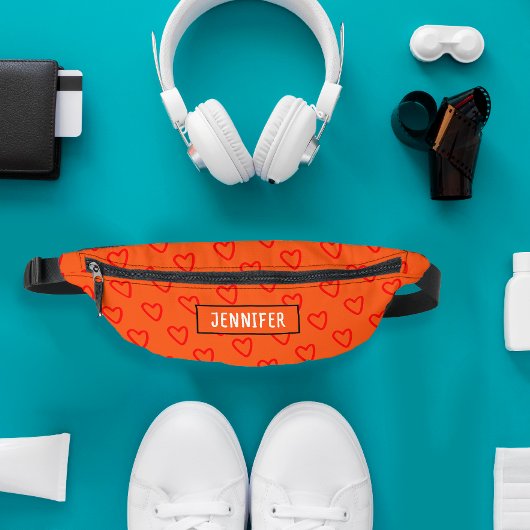 Niedlicher Hübscher Orange Red Heart Liebe Muster  Bauchtasche