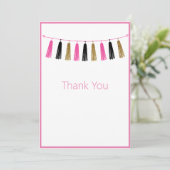 Niedlicher Hübscher rosa Glitzer Dankeskarte (Stehend Vorderseite)