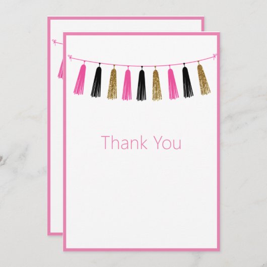 Niedlicher Hübscher rosa Glitzer Dankeskarte (Vorne/Hinten)
