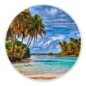 Niedlicher Hübscher Sommer Hawaii Beach Wasserfarb Keramikknauf (Vorderseite)