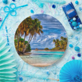 Niedlicher Hübscher Sommer Hawaii Beach Wasserfarb Pappteller (Party)