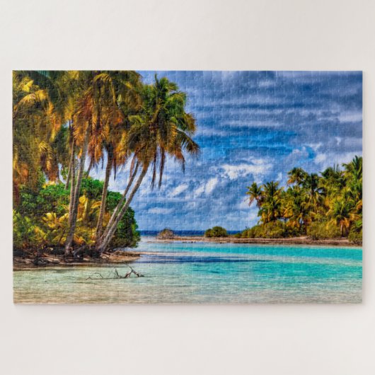 Niedlicher Hübscher Sommer Hawaii Beach Wasserfarb Puzzle (Horizontal)