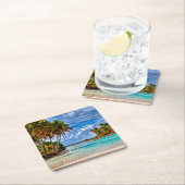 Niedlicher Hübscher Sommer Hawaii Beach Wasserfarb Rechteckiger Pappuntersetzer (Vor Ort)