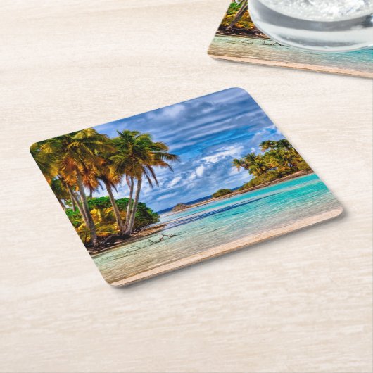 Niedlicher Hübscher Sommer Hawaii Beach Wasserfarb Rechteckiger Pappuntersetzer (angewinkelt)