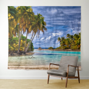 Niedlicher Hübscher Sommer Hawaii Beach Wasserfarb Wandteppich