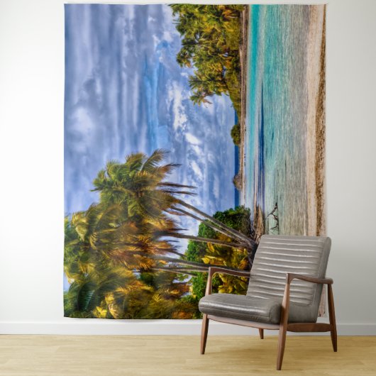 Niedlicher Hübscher Sommer Hawaii Beach Wasserfarb Wandteppich (Beispiel)