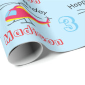 Niedlicher Hubschrauber Geburtsname und -alter Geschenkpapier (Rolleneckpunkt)