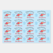 Niedlicher Hubschrauber Geburtsname und -alter Geschenkpapier Set (Vorderseite)