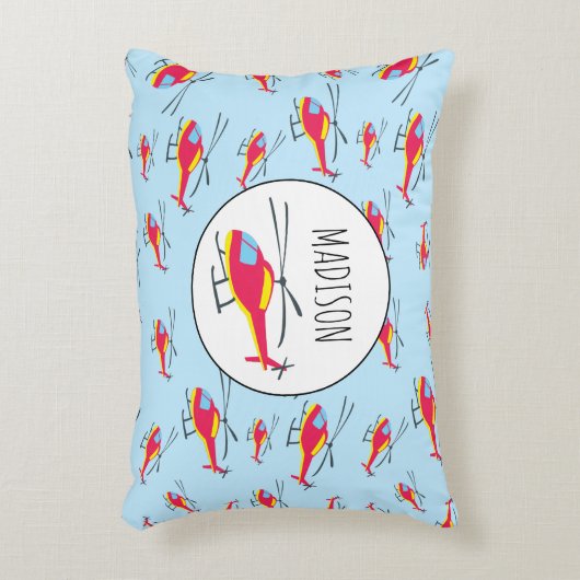 Niedlicher Hubschrauber-Individuelle Name Dekokissen (Vorderseite(Vertikal))