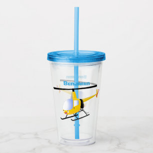 Niedlicher Hubschrauber mit gelbem Cartoon Acryltrinkbecher