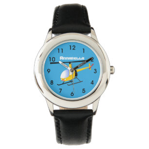 Niedlicher Hubschrauber mit gelbem Cartoon Armbanduhr