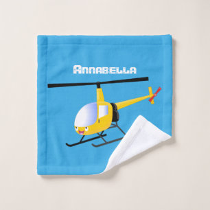 Niedlicher Hubschrauber mit gelbem Cartoon Badhandtuch Set