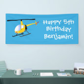 Niedlicher Hubschrauber mit gelbem Cartoon Banner (Messe)