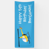 Niedlicher Hubschrauber mit gelbem Cartoon Banner (Vertikal)