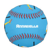 Niedlicher Hubschrauber mit gelbem Cartoon Baseball (Vorderseite)