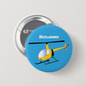 Niedlicher Hubschrauber mit gelbem Cartoon Button (Vorne & Hinten)