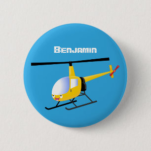 Niedlicher Hubschrauber mit gelbem Cartoon Button