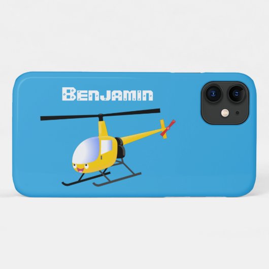 Niedlicher Hubschrauber mit gelbem Cartoon Case-Mate iPhone Hülle (Rückseite (Horizontal))