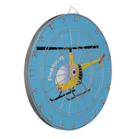 Niedlicher Hubschrauber mit gelbem Cartoon Dartscheibe (Vorderseite Links)