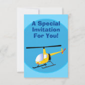 Niedlicher Hubschrauber mit gelbem Cartoon Einladung (Rückseite)