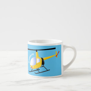 Niedlicher Hubschrauber mit gelbem Cartoon Espressotasse