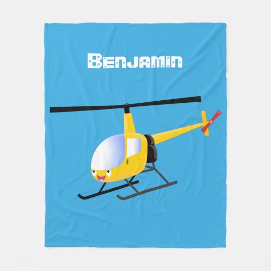 Niedlicher Hubschrauber mit gelbem Cartoon Fleecedecke (Vorderseite)