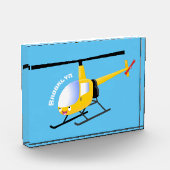 Niedlicher Hubschrauber mit gelbem Cartoon Fotoblock (Links)