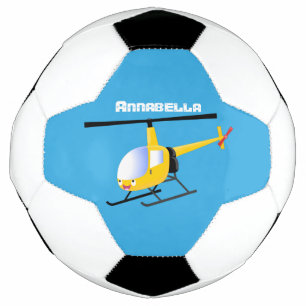 Niedlicher Hubschrauber mit gelbem Cartoon Fußball