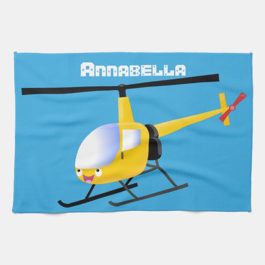 Niedlicher Hubschrauber mit gelbem Cartoon Geschirrtuch (Horizontal)