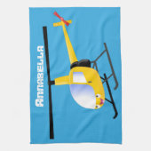 Niedlicher Hubschrauber mit gelbem Cartoon Geschirrtuch (Vertikal)