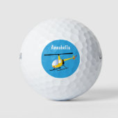 Niedlicher Hubschrauber mit gelbem Cartoon Golfball (Vorderseite)