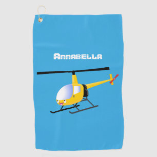 Niedlicher Hubschrauber mit gelbem Cartoon Golfhandtuch
