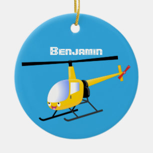 Niedlicher Hubschrauber mit gelbem Cartoon Keramik Ornament