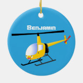 Niedlicher Hubschrauber mit gelbem Cartoon Keramik Ornament (Hinten)