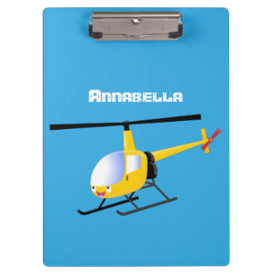 Niedlicher Hubschrauber mit gelbem Cartoon Klemmbrett