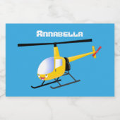 Niedlicher Hubschrauber mit gelbem Cartoon Lebensmitteletikett (Einzelnes Label)