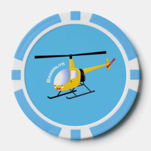 Niedlicher Hubschrauber mit gelbem Cartoon Pokerchips