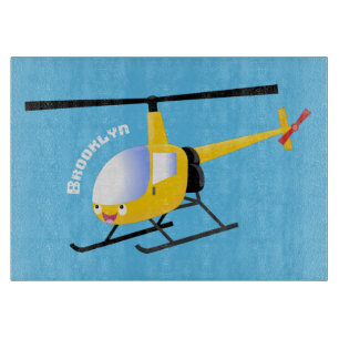 Niedlicher Hubschrauber mit gelbem Cartoon Schneidebrett