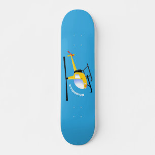Niedlicher Hubschrauber mit gelbem Cartoon Skateboard