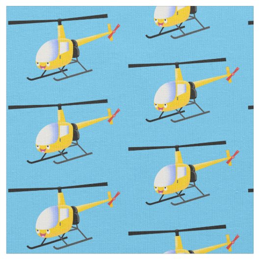 Niedlicher Hubschrauber mit gelbem Cartoon Stoff (Nahaufnahme)